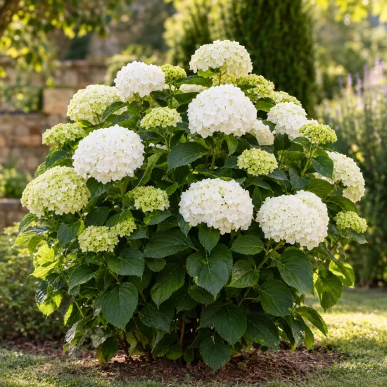 Hortensia 'Wudu blanc' (Hydrangea macrophylla) — Photo d'illustration, photo 2