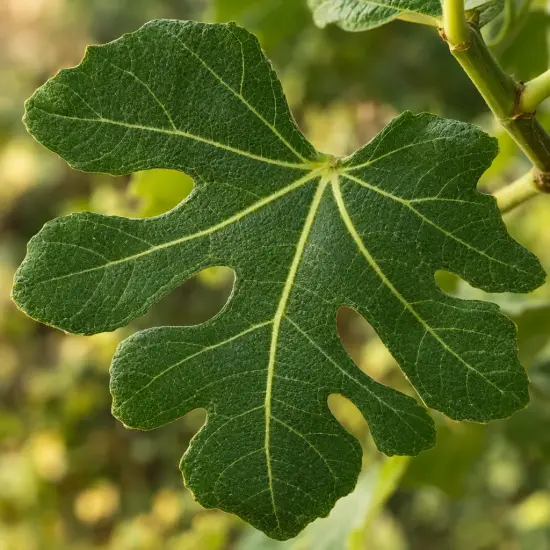 Figuier 'Fignomenal' (Ficus carica) — gros plan d’une grande feuille lobée