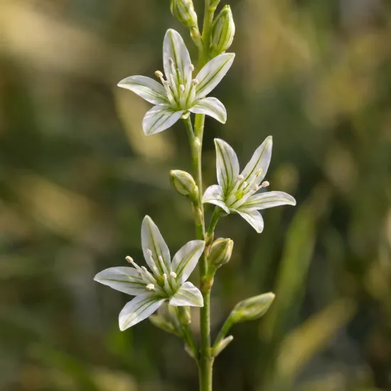 Succulente (Haworthia cymbiformis) — grappe de petites fleurs étoilées blanc verdâtre · Photo d'illustration