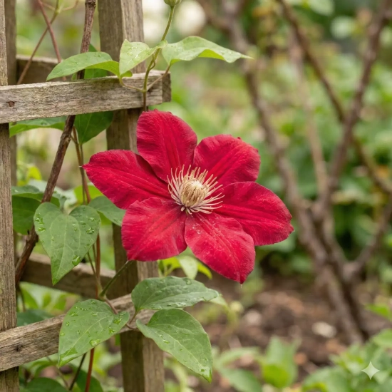 Clématite 'Ernest markham rouge gf'