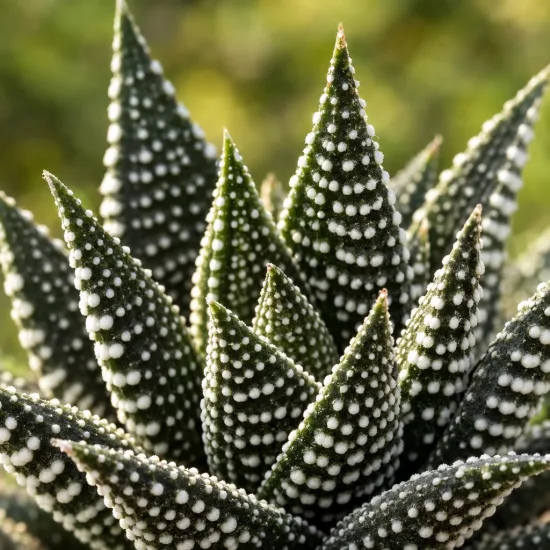 Succulente 'F. clariperla' (Haworthia attenuata) — rosettes épaisses aux feuilles pointues mouchetées