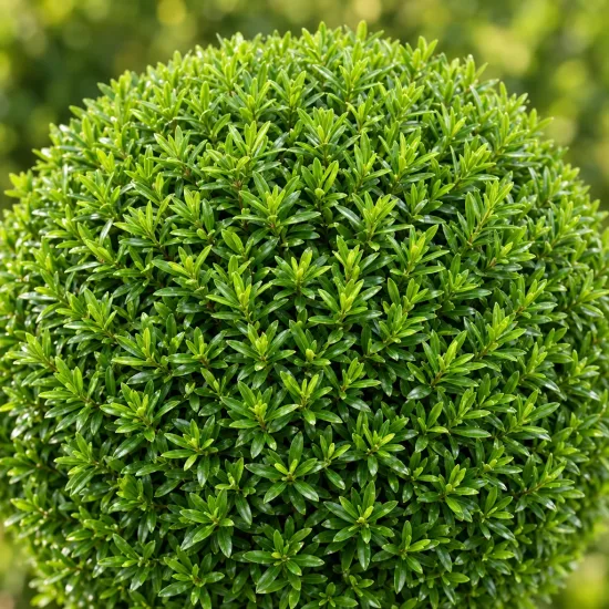 Véronique arbustive 'Green globe' (Hebe) — boule dense de feuillage vert brillant · Photo d'illustration
