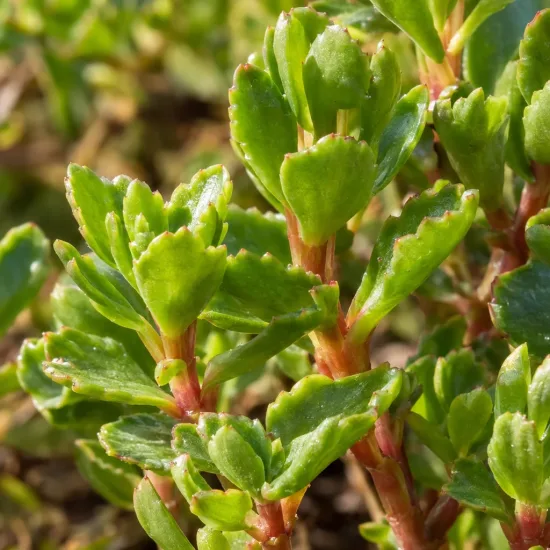 Orpin de takeshima (Sedum takesimense) — feuillage vert succulent en gros plan lumineux · Photo d'illustration