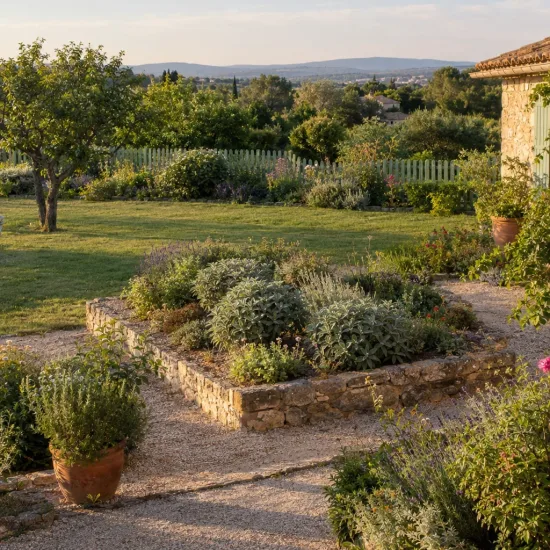 Sauge commune 'Grower's friend' (Salvia officinalis) — massif de plantes aromatiques dans jardin ensoleillé · Photo d'illustration