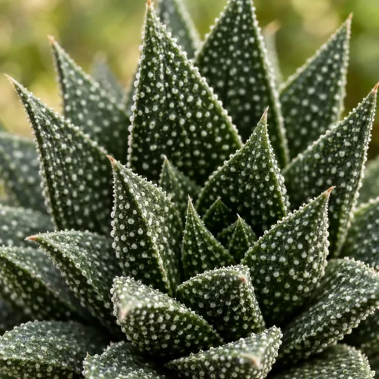 Succulente 'Concolor' (Haworthia fasciata) — rosette serrée de feuilles succulentes vert sombre ponctuées