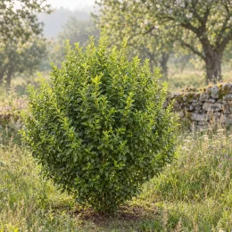 Troène de chine 'Eugene clive' (Ligustrum sinense) — arbuste dense et arrondi dans prairie · Photo d'illustration