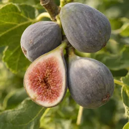 Figuier 'Grise de tarascon' (Ficus carica) — gros plan sur plusieurs figues mûres