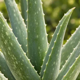 Aloe vera — gros plan sur feuilles succulentes dentelées · Photo d'illustration