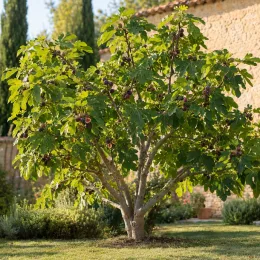 Figuier 'Osborn prolific' (Ficus carica) — arbre fruitier touffu avec nombreux fruits mûrs
