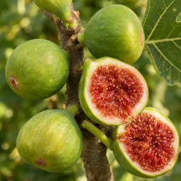 Figuier 'Lattay' (Ficus carica) — gros plan de fruits mûrs ouverts sur branche