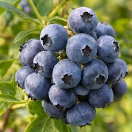 Myrtillier 'Goldtraube 71' (Vaccinium corymbosum) — grappe serrée de baies rondes mûres