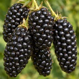 Murier 'Mont blanc' (Rubus fruticosus) — gros plan sur grappes de mûres mûres · Photo d'illustration