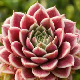 Joubarbe 'Chick charms lotus blossom' (Sempervivum) — rosette succulente bicolore en gros plan · Photo d'illustration
