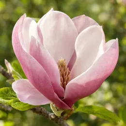 Magnolia de soulange 'Alexandrina' (Magnolia soulangeana) — gros plan sur une fleur rose et blanche · Photo d'illustration