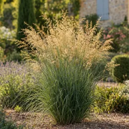 Muhlenbergie (Muehlenbergia lindheimeri) — touffe de graminée ornementale en massif de jardin