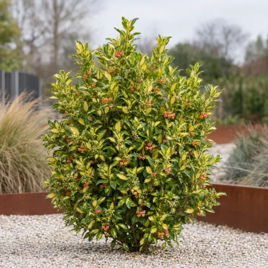 Fusain du japon 'Aureus' (Euonymus japonicus) — arbuste persistant à feuillage panaché et baies colorées