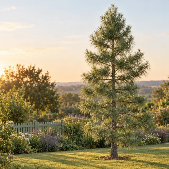Pin noir 'Corsicana' (Pinus nigra) — jeune conifère isolé dans jardin ensoleillé · Photo d'illustration