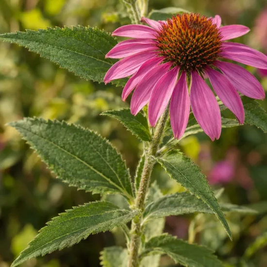 Échinacée 'Rose' (Echinacea panama) — gros plan sur une fleur rose épanouie · Photo d'illustration