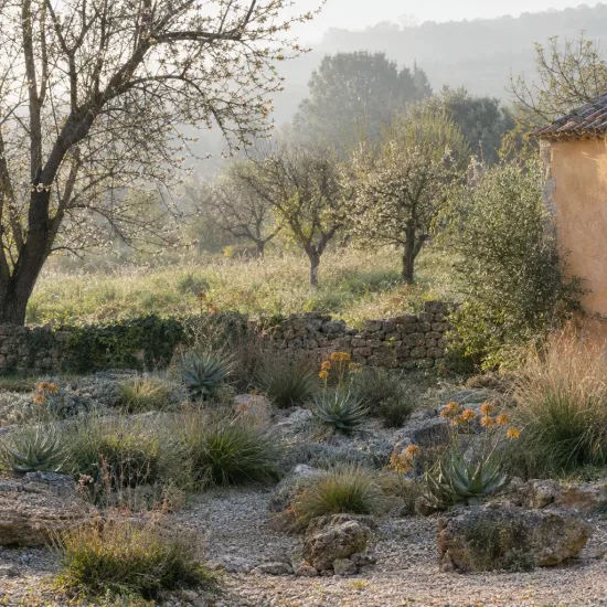 Aloès 'Ssp tsiroanomandidy' (Aloe capitata) — massif de succulentes dans jardin sec méditerranéen · Photo d'illustration