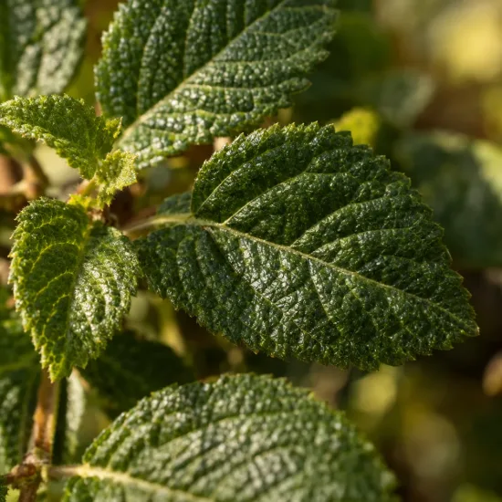 Lantanier 'Lilas' (Lantana sellowiana) — gros plan sur feuilles vertes texturées · Photo d'illustration