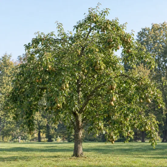 Pommier 'Perasse de nay' (Malus domestica) — arbre fruitier isolé couvert de fruits · Photo d'illustration