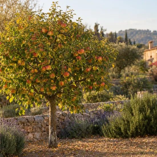 Pommier 'Braeburn' (Malus domestica) — arbre fruitier chargé de fruits colorés · Photo d'illustration