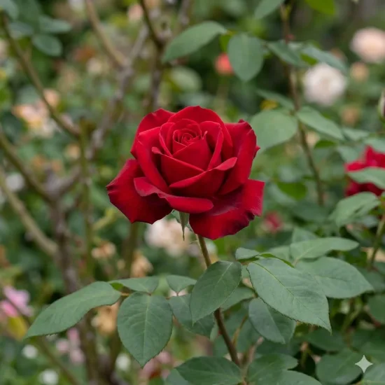 Rosier 'Chrysler imperial' (Rosa hybrida)
