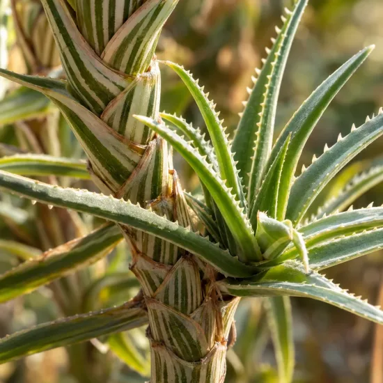 Aloès 'Artic jungle' (Aloe striatula) — tiges striées et rosette de feuilles succulentes · Photo d'illustration