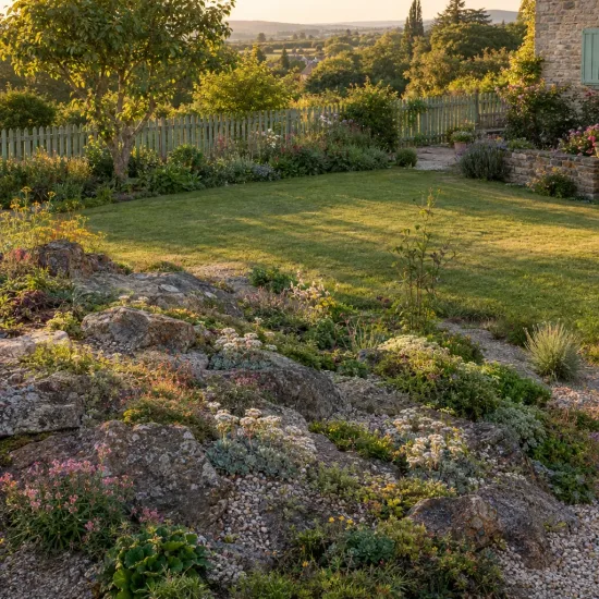 Orpin artichaut (Sedum pachyclados) — massif de plantes couvre-sol sur rochers au jardin · Photo d'illustration
