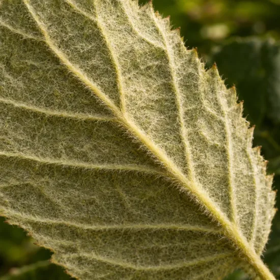 Ronce paniculée (Rubus paniculatus) — gros plan sur le revers d’une feuille velue · Photo d'illustration