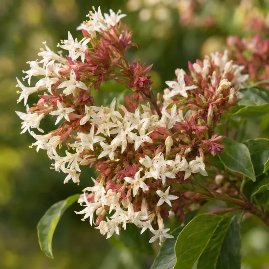 Heptacodion de chine (Heptacodium miconioides) — grappe de petites fleurs blanches étoilées