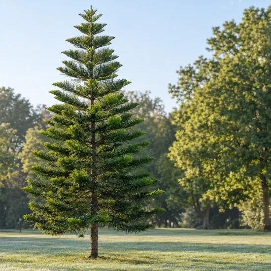 Araucaria (Araucaria heterophylla) — jeune conifère isolé dans une pelouse · Photo d'illustration