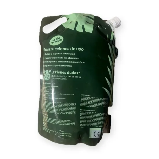 AlgaSlime – Gel rétenteur d'eau naturel aux microalgues — poche souple verte de gel jardinage avec bouchon