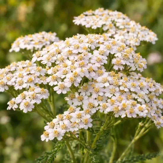 Achillée (Achillea millefolium) — ombelles serrées de petites fleurs blanches