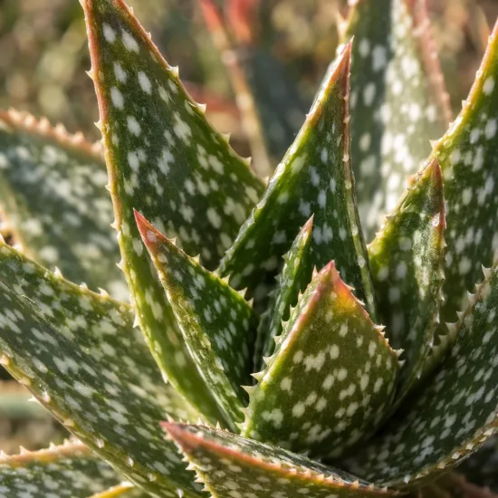 Aloès maculé 'Robusta' (Aloe maculata) — gros plan sur feuilles épaisses tachetées