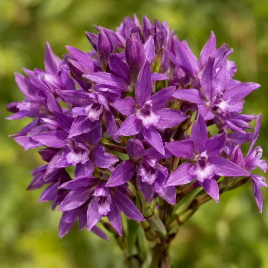Orchidée (Epidendrum) — grappe dense de petites fleurs violettes