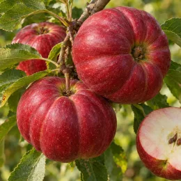 Pommier 'Calville rouge' (Malus domestica) — gros plan de pommes rouges sur l’arbre · Photo d'illustration