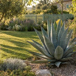 Agave de palmer (Agave palmeri) — grand succulent architectural en massif de graviers · Photo d'illustration