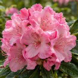 Rhododendron (Rhododendron hybrida) — grosse grappe de fleurs roses écloses