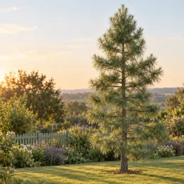 Pin noir 'Corsicana' (Pinus nigra) — jeune conifère isolé dans jardin ensoleillé · Photo d'illustration