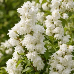 Deutzie (Deutzia magnifica) — grappes de fleurs blanches doubles en massif · Photo d'illustration