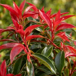 Leucothoé 'Joyce' (Leucothoe) — feuillage mêlant jeunes feuilles rouges et vert foncé · Photo d'illustration