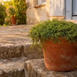 Turquette (Herniaria glabra) — coussin de feuillage dense dans pot en terre cuite
