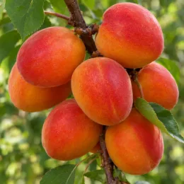 Abricotier 'Tardif bordaneil' (Prunus armeniaca) — gros plan de plusieurs abricots mûrs sur branche