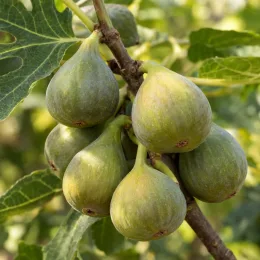 Figuier 'Sucrette' (Ficus carica) — gros plan sur plusieurs fruits sur branche
