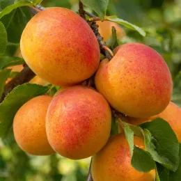Abricotier 'Royal' (Prunus armeniaca) — gros plan sur plusieurs fruits mûrs