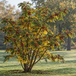Poivrier de corée (Zanthoxylum coreanum) — grand arbuste isolé couvert de grappes de fruits