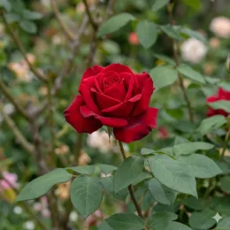 Rosier 'Chrysler imperial' (Rosa hybrida)
