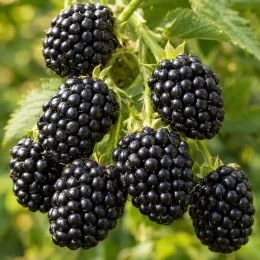 Murier 'Lochness' (Rubus fruticosus) — gros plan de fruits noirs brillants · Photo d'illustration