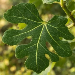 Figuier 'Fignomenal' (Ficus carica) — gros plan d’une grande feuille lobée